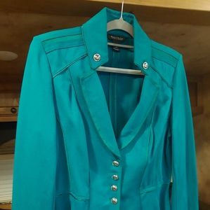 White House Black Market Teal Stretch Peplum Blazer 12